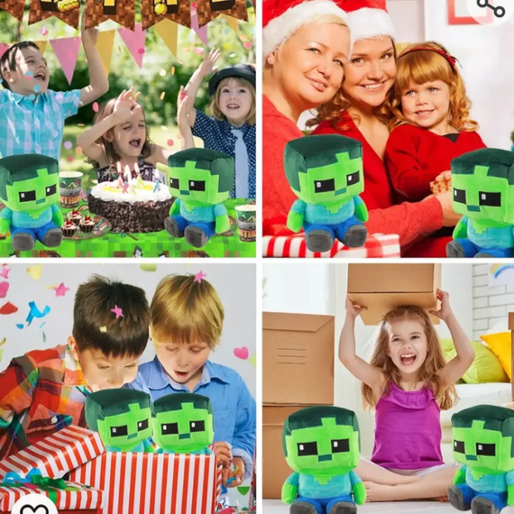 М'яка плюшева іграшка Майнкрафт Зомбі, що сидить 20 см, зелений зомбі дитинча Майнкрафт | Зображення 8