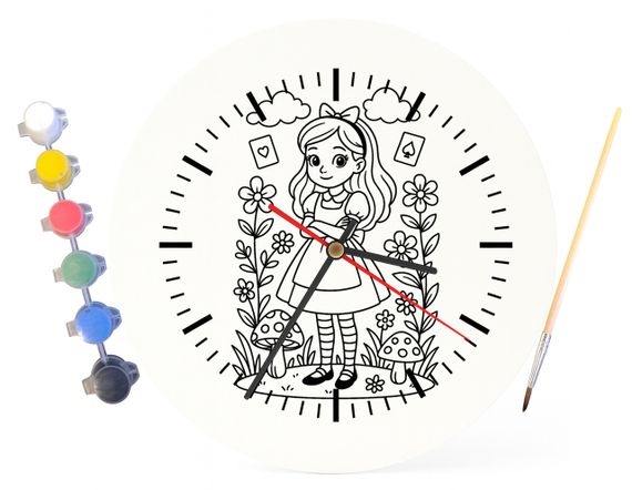 Дитячий набір для творчості годинник-розмальовка за мотивами Аліса в Країні Чудес (Льюїс Керрол) 30 см (Г0039) | Зображення 3