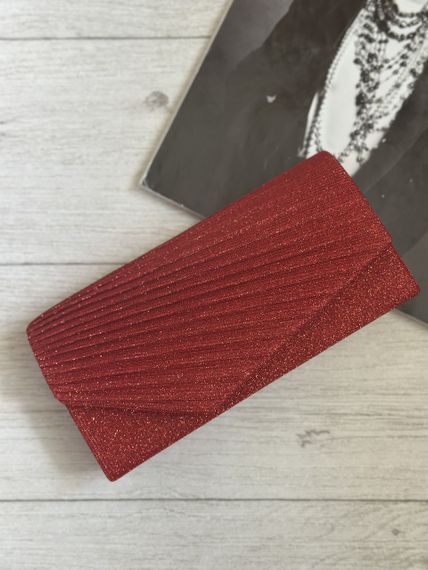 Жіноча сумка прямокутна блискуча, конверт-клатч 20*10*5см Червоний (3340) | Зображення 2