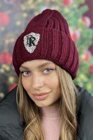 Шапка-колпак с блестящим логотипом бордовый
