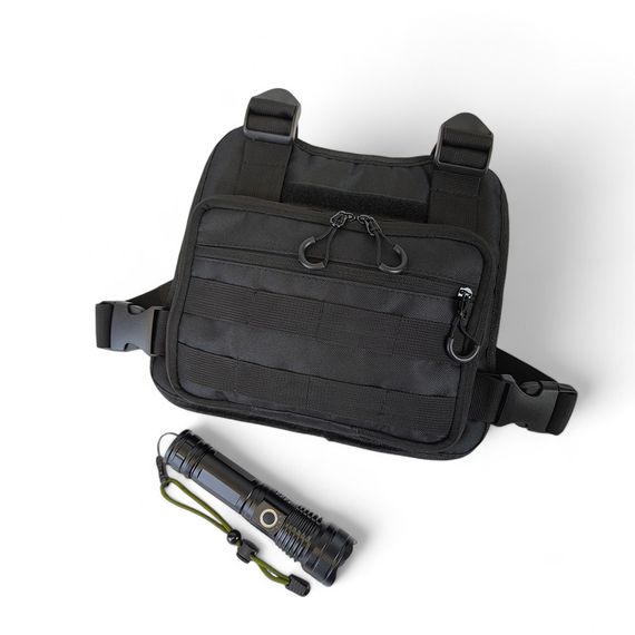 Нагрудна тактична сумка чоловіча, сумка через плече чорна розгрузка | Зображення 4