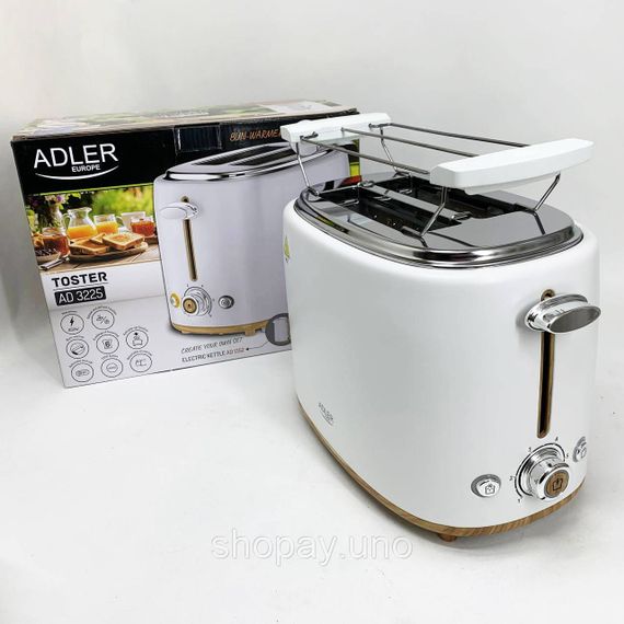 Тостер з решіткою для булочок Adler AD 3225, 6 рівнів обсмажування 950Вт | Зображення 2