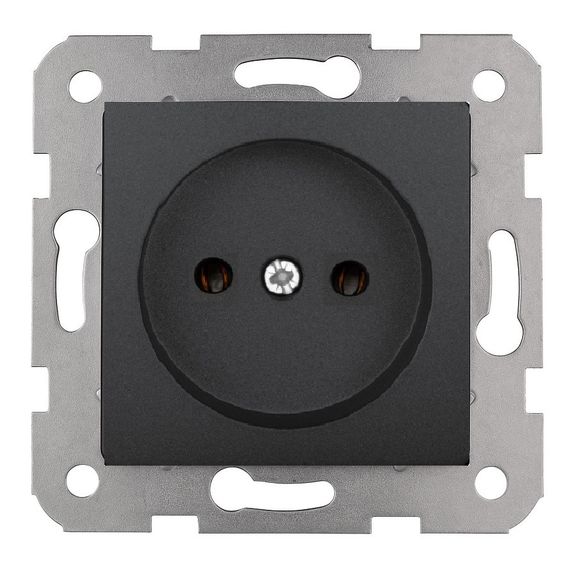 Розетка одинарна VIKO Linnera без заземлення, без рамки, Чорна Ніч (90444007)