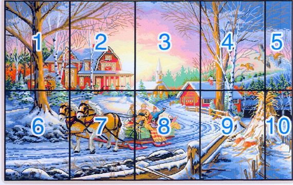 Набір для вишивання за нанесеною на канву схемою  "Winter travel".AIDA 14CT printed , 60*41 см | Зображення 2