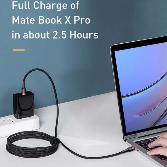 Дата кабель Baseus Cafule Type-C to Type-C PD2.0 100W (2m) (CATKLF-AL) Red / Black | Зображення 2