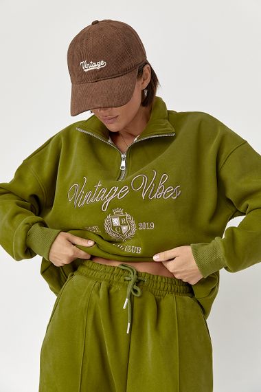 Утеплений спортивний костюм зі світшотом та джогерами - зелений цвет, M (є розміри) | Зображення 2