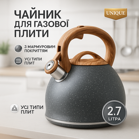 Чайник газовый нержавейка Unique UN-5306 2, 7л, Чайник для плиты со свистком для чая BQ-99