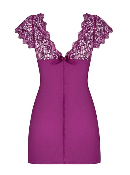 Сорочка з мереживними рукавами і стрінги Obsessive Moketta фіолетовий, L/XL sexstyle | Зображення 3