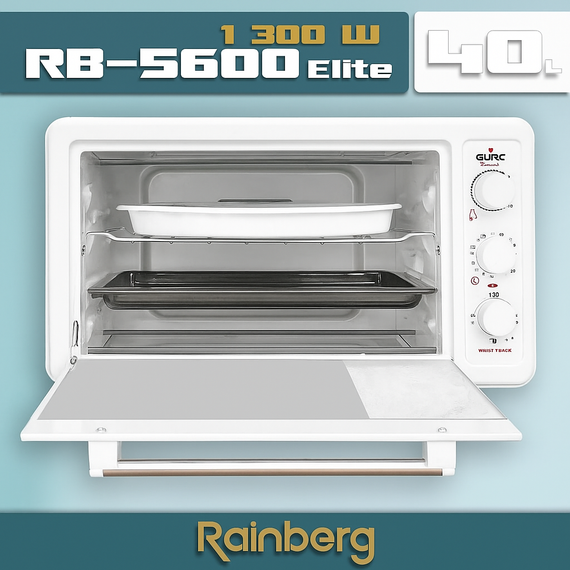 ОЧЕНКА! Електрична піч Elite Rainberg RB-5600 1300 Вт Об'єм 40 літрів (Вм'ятина на корпусі 3111) | Зображення 2