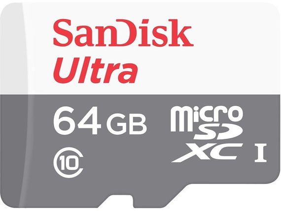Карта памяти SanDisk 64GB microSDHC C10 UHS-I R100MB/s Ultra (SDSQUNR-064G-GN3MN)