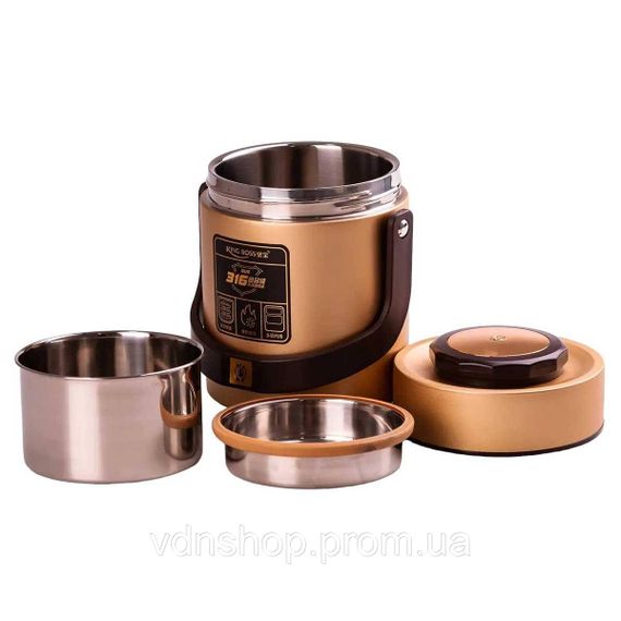 Термос для еды с 2 контейнерами из нержавеющей стали на 1.5 литра золото HP156GL | Зображення 1