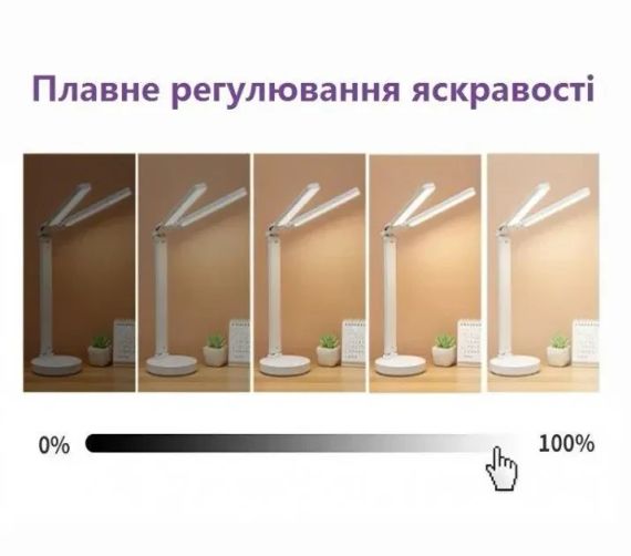 Світлодіодна настільна лампа з двома плафонами на акумуляторі з термометром, годинником, календарем | Зображення 5