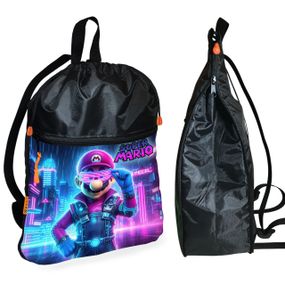 Рюкзак-мішок для взуття, спортивної форми Супер Маріо «Super Mario» дитяча сумка для змінки з розширювачем (01324)