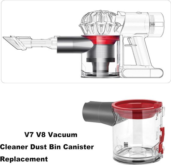Бак-контейнер для пылесоса Dyson V7 V8 для пыли сменный прозрачный пылесборник, колба резервуар 967699-01 | Зображення 1