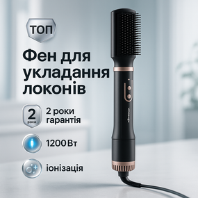 Фен-гребінець для швидкого укладання ViLgrand VHD-1225BR 1200Вт, Мультистайлер з насадками NZ-18