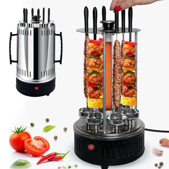 Електрошашличниця вертикальна на 6 шампурів, 1000W, Kebabs Machine / Домашня електрична шашличниця
