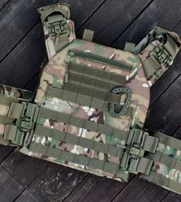 Плитоноска швидкого скидання з боковими карманами + тройний підсумок під магазини мультикам