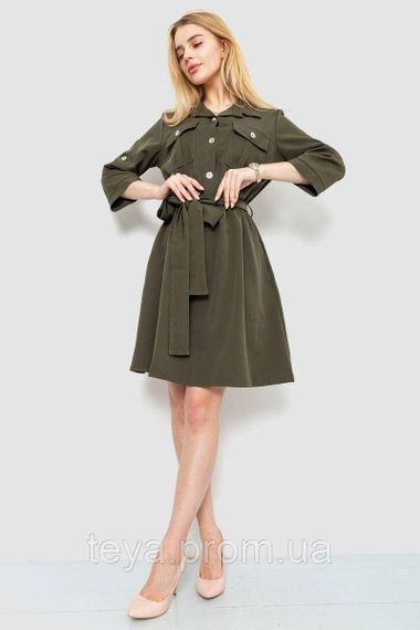 Плаття з поясом колір хакі FA_007450 | Зображення 1