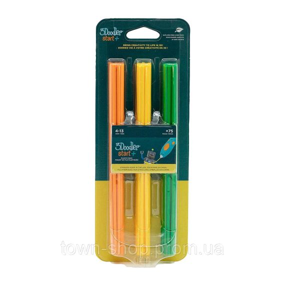 Набор стержней для 3D-ручки 3Doodler Start  - Микс (75 шт: оранжевый, желтый, зеленый) | Зображення 1