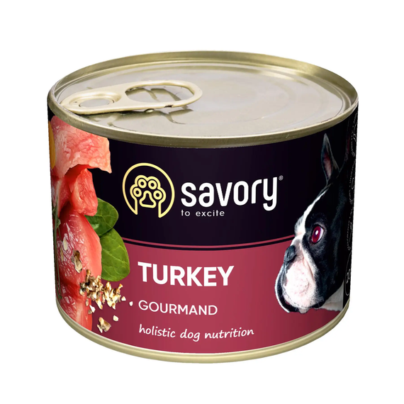Вологий корм консерва Savory Adult Turkey для дорослих собак, індичка 200г