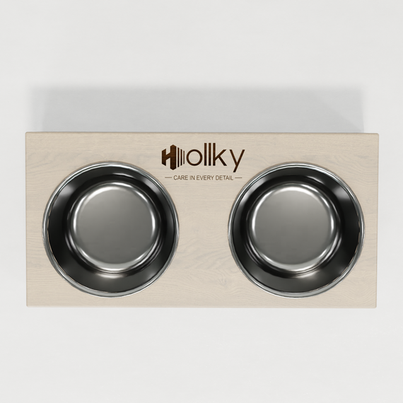 Миски на подставке из цельного металлического листа для собак и котов Hollky SteelWood S (2 × 0,45 л) SWS-36188-GRWH | Зображення 12