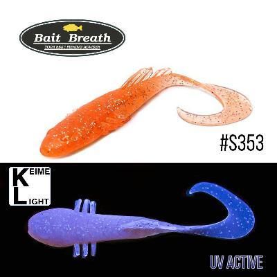 Силіконова приманка, Їстівний силікон Bait Breath BeTanCo Curly Tail 2" (8 шт.) (S353 UV Ｈologram Smoke／Blue)