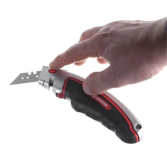 Ніж з висувним трапецієподібним лезом 60*19 мм, металевий корпус INTERTOOL HT-0516 | Зображення 6