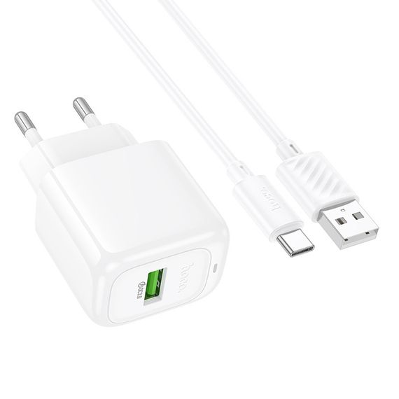 МЗП Hoco CS52A Surplus QC3.0 (1USB-A) + кабель USB to Type-C White | Зображення 4