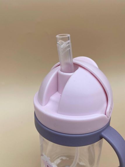 Поїльник непроливайка з трубочкою і грузиком рожевий жираф 350мл | Зображення 4