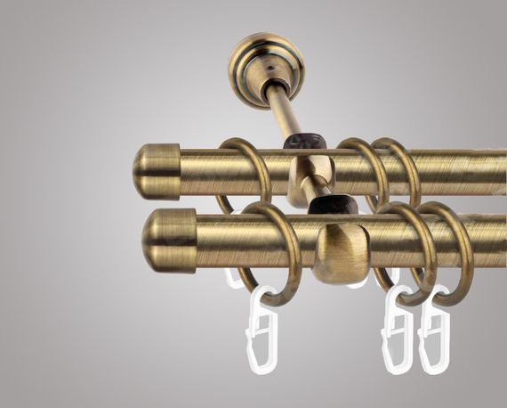 Карниз для штор дворядний металевий 19 мм, Заглушки (комплект) Антик 300 див.