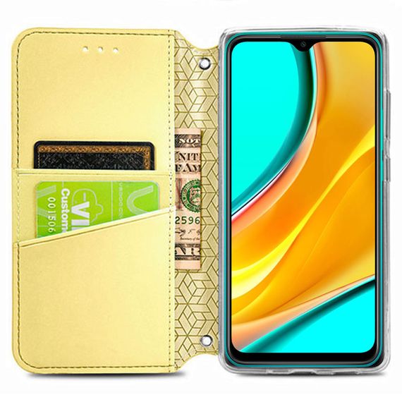 Шкіряний чохол-книжка GETMAN Mandala (PU) для Xiaomi Redmi Note 10 / Note 10s Штучна шкіра, Слот для візитки, Жовтий | Зображення 3