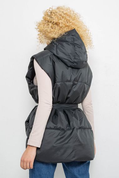 Жилет женский с капюшоном  -уценка, цвет темно-зеленый, 207R2016-U | Зображення 3