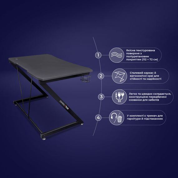 Ігровий стіл Trust GXT711X DOMINUS DESK BLACK (24503_TRUST) | Зображення 7