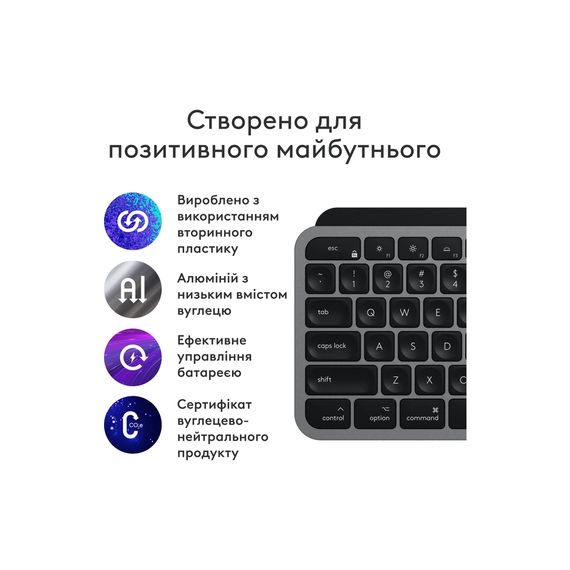 Комплект Logitech MX Keys S Combo для MAC Bluetooth/Wireles UA Space Grey (920-012845) | Зображення 1