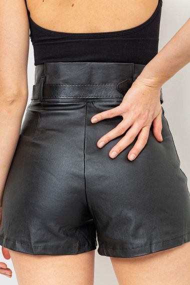 Шорты женские экокожа  цвет черный 230R650 | Зображення 3