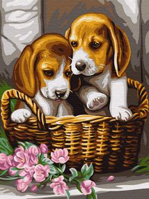 Собачки в корзине