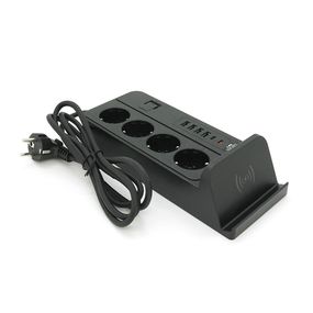 Сетевой фильтр с защитой от перенапряжения G12, 4 розетки + 4 USB 3.2A + 2 Type-C + беспроводная зарядка, 2 м, Black, Box