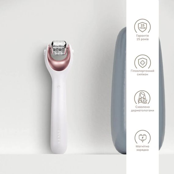Електронний ролер для обличчя з мікроголками GESKE MicroNeedle Face Roller 9в1 gray, Бронзовий | Зображення 2