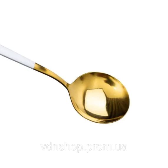Набір столових ложок 6 штук ложки столові з нержавійки 21 см Білий із золотом HP-20-8 | Зображення 2