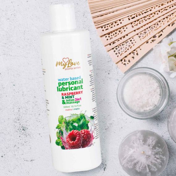 2в1 лубрикант та масажний гель - MyLove Aroma Series Intim&Massage Raspberry & Mint, 300 мл Sex Aura | Зображення 2