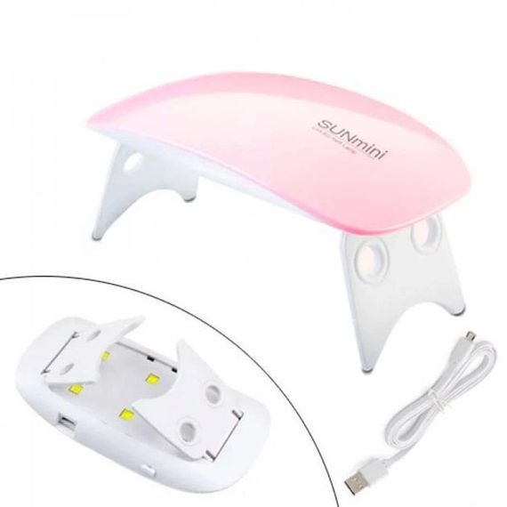 Лампа для сушіння гель лаків 6W LED UF SUN mini. Колір: рожевий | Зображення 1