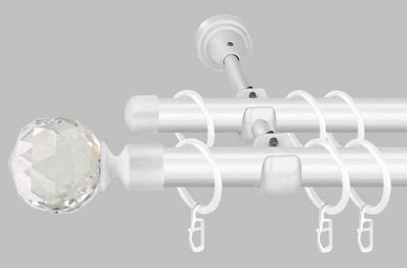 Білий Карниз для штор металевий, дворядний 19 мм (комплект) 160 див.