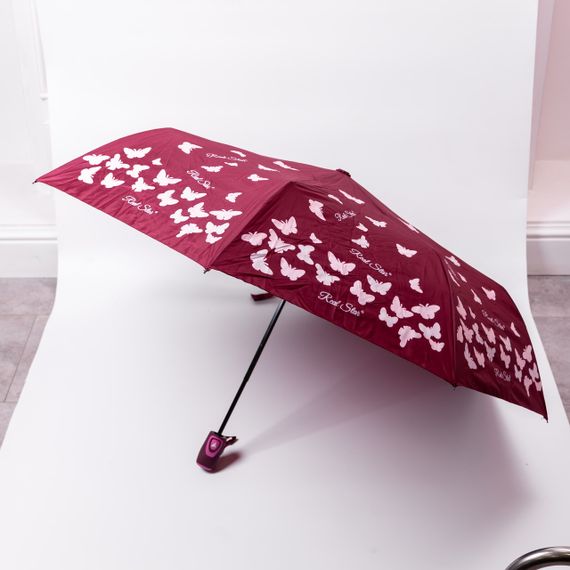 Парасолька напівавтомат з принтом міцна з поліестеру діаметр 97 см Червона HP-23-2R | Зображення 3