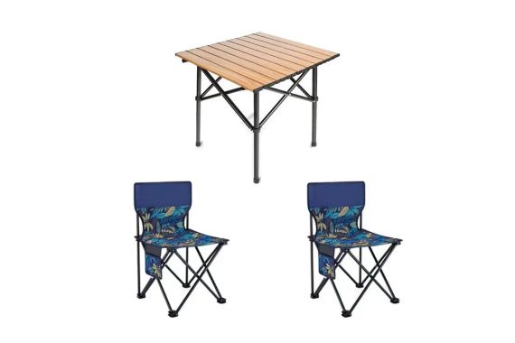 Стол + 2 стула STD-02 стол складной прямоугольный коричневый,(Д530*Ш550*В500мм), стулья металл+ткань (40*40*35), сумка