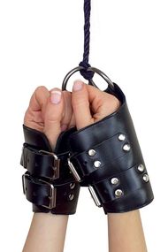 Манжеты для подвеса за руки Kinky Hand Cuffs For Suspension из натуральной кожи, Черный