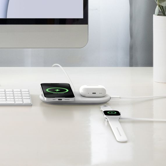 Зарядний пристрій Belkin бездротовий 2в1 15Вт Pad Qi2, білий (WIZ021VFWH) | Зображення 9