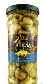 Оливки зеленые  без косточки крупные ATHENA, 360г, Турция, банка стеклянная