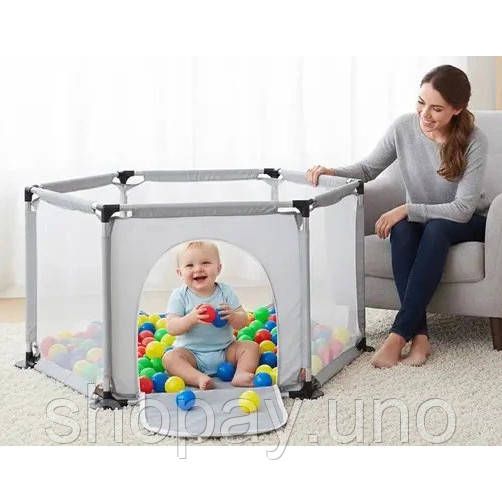 Детский игровой манеж для детей складной детский манеж 120х100х55см Gray EL-11 | Зображення 3