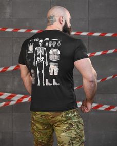 Тактична вологовідвідна футболка SABUR скелет чорна НП5206