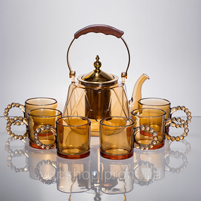 Набор для заваривания чая со стеклянным чайником и 6 чашек 64486-39